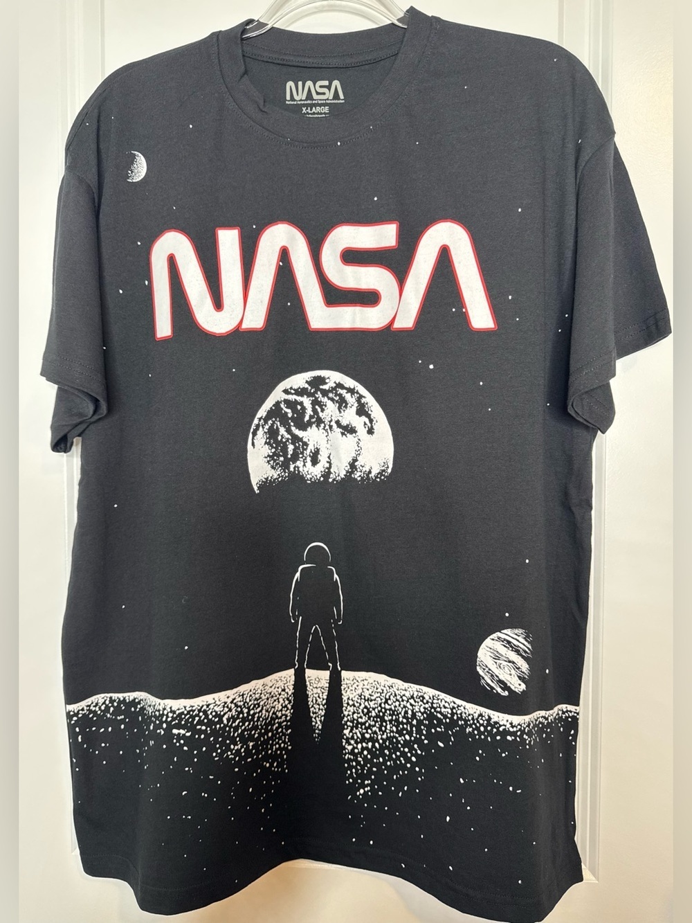 NASA Men’s Black Short-Sleeve Graphic Tee Sz xl unisex cotton blend space moon